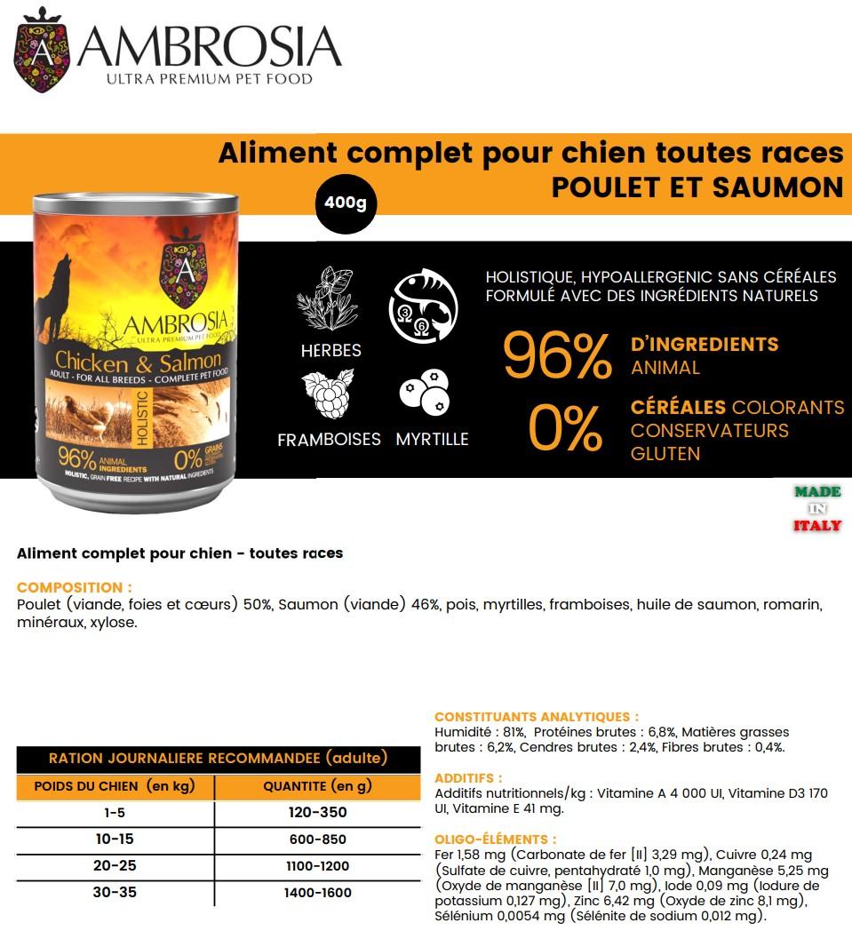 AMROSIA Pâtée pour Chien Poulet Saumon